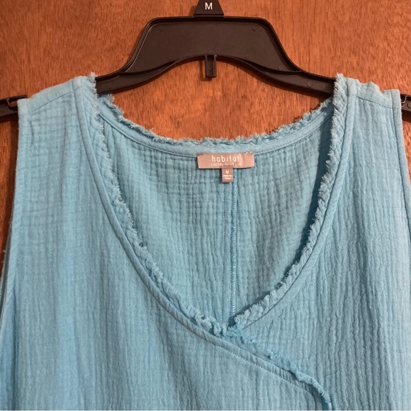 Habitat Cotton Sleeveless Blue Asymmetrical Dress Size Medium Midi 100% Cotton‎ - Picture 3 of 9